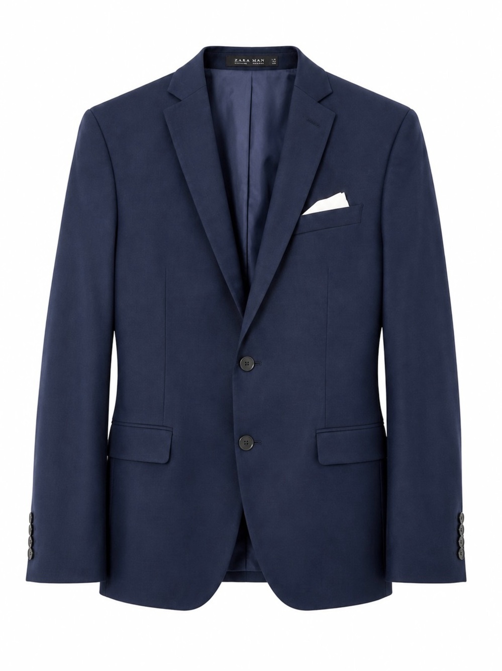 Zara Man 100% Wool Blazer Sport Coat Size 38R Navy Blue